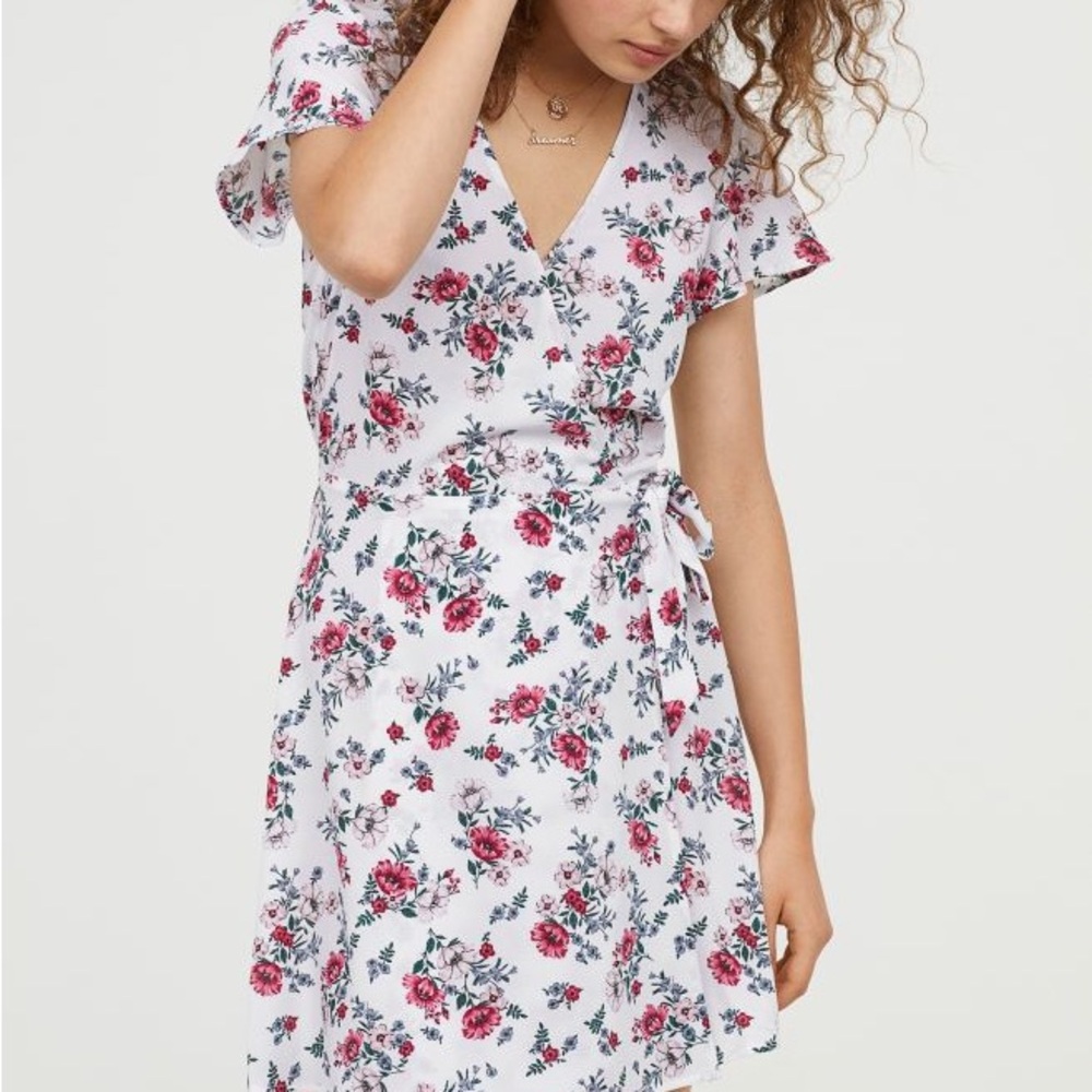 H&M Floral White and Pink Dress